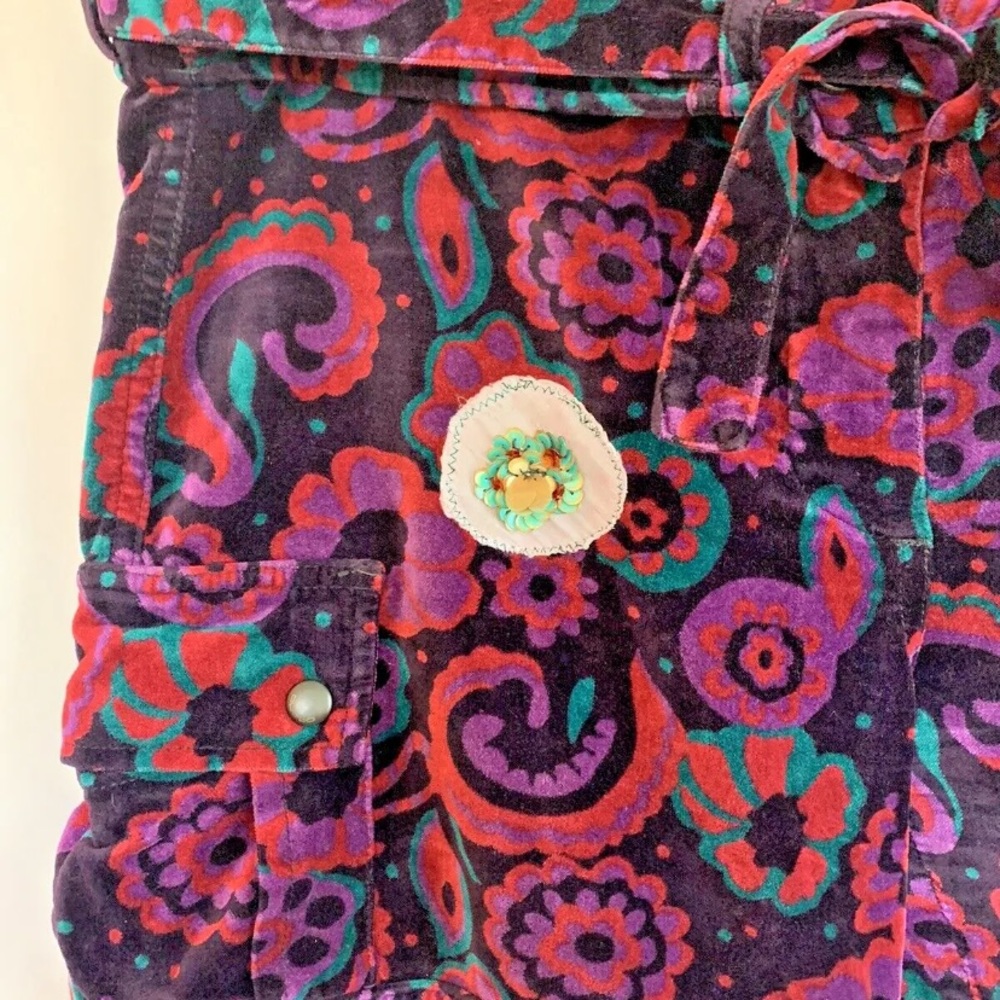 Custo Barcelona Velvet Floral Shorts - Size 6 Small - Picture 2 of 4